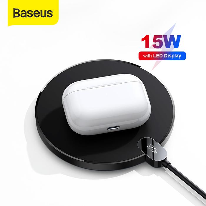 Gambar BASEUS WIRELESS CHARGER DIGITAL LED FAST CHARGING PAD QUICK CHARGE 15W - Hitam dari KiiP Official undefined Tokopedia