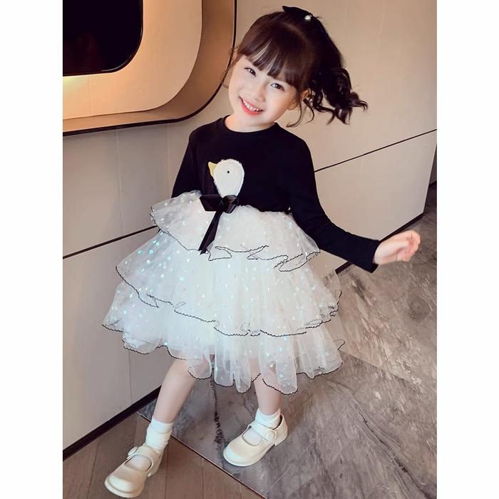 Gambar DRESS ULANG TAHUN ANAK PEREMPUAN DUCKLING FAIRY GAUN ROK TUTU PESTA - Hitam, 120 (4-5th) dari YasmineCollection's undefined Tokopedia