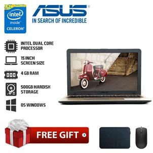 LAPTOP ASUS X541 DUAL CORE 15 INCH/4GB/500GB/DVD-RW/WIN10 FREE MOUSE  RAM2/HHD 500GB, RANDOM