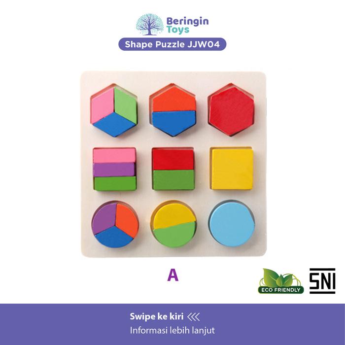 Gambar Mainan Edukasi - 3D Montessori Geometric / Puzzle Kayu / Puzzle Anak - Motif A dari IQAngel undefined Tokopedia