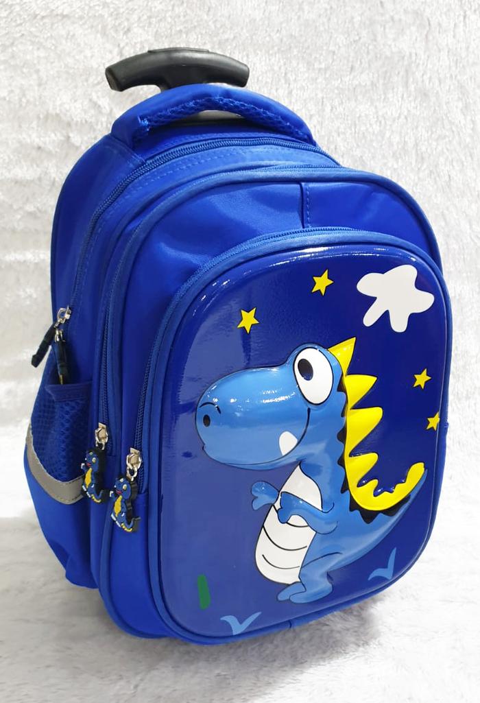 Gambar TAS DORONG TROLLEY TK / PAUD DINO DINOSOURUS 3Res IMPORT Luwi 12" - DINO BLUE SKY dari OnLanShop undefined Tokopedia