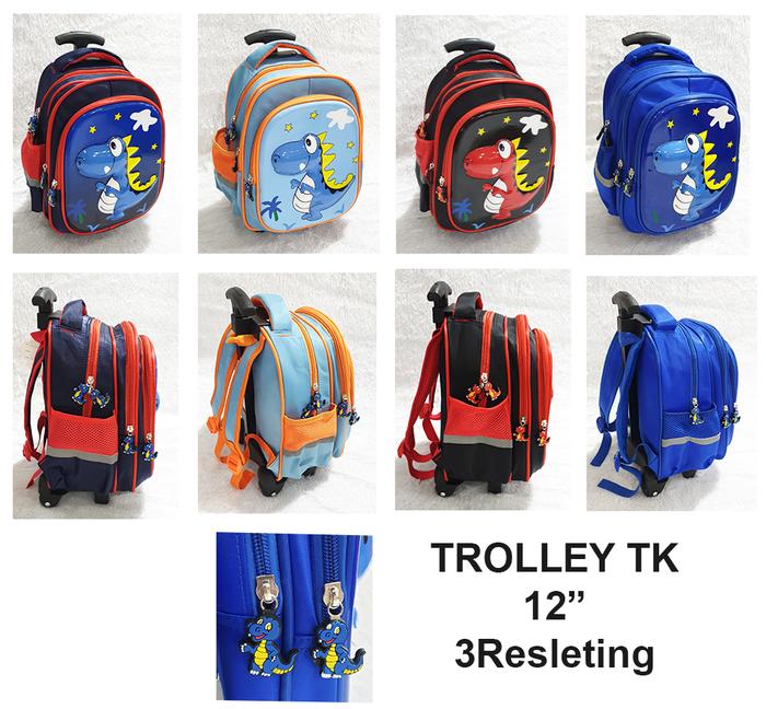 Gambar TAS DORONG TROLLEY TK / PAUD DINO DINOSOURUS 3Res IMPORT Luwi 12" dari OnLanShop Kota Administrasi Jakarta Timur Tokopedia