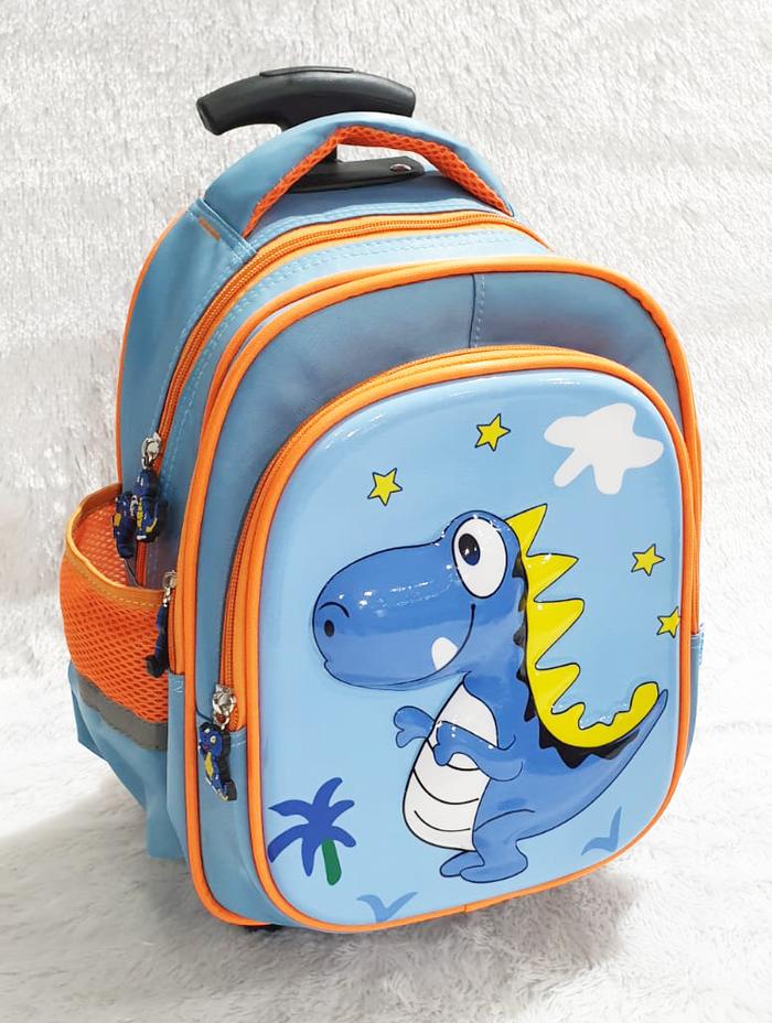 Gambar TAS DORONG TROLLEY TK / PAUD DINO DINOSOURUS 3Res IMPORT Luwi 12" - DINO BLUE ICE dari OnLanShop undefined Tokopedia