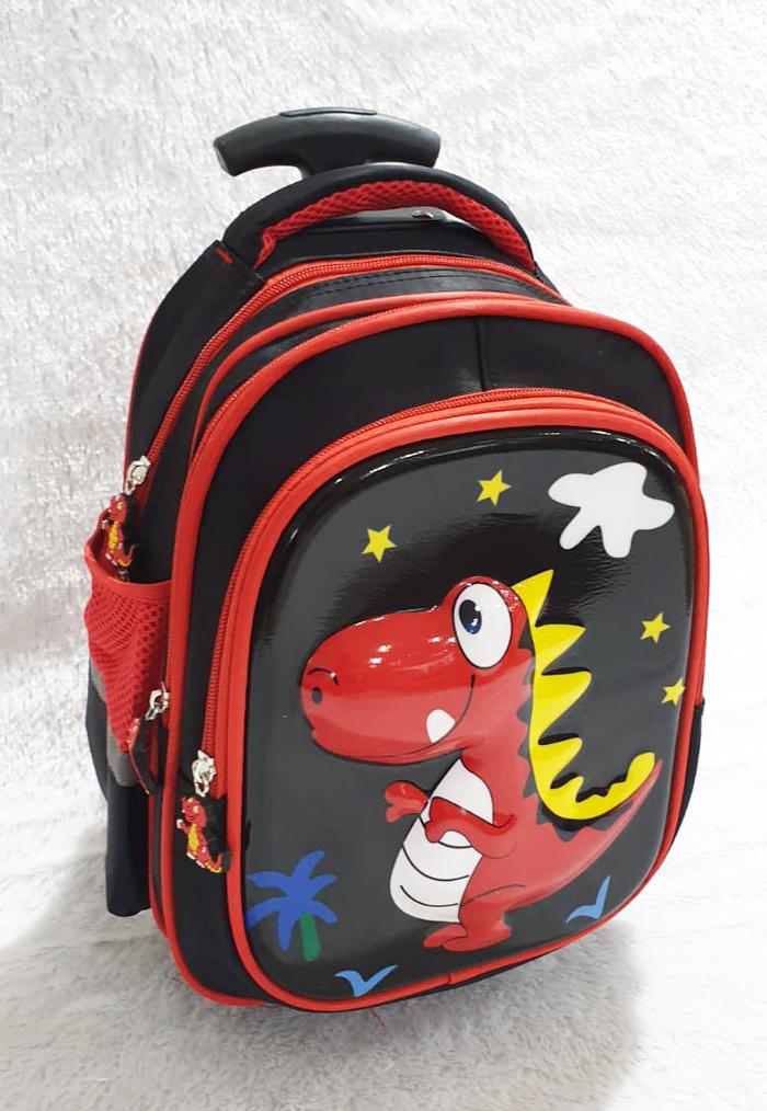 Gambar TAS DORONG TROLLEY TK / PAUD DINO DINOSOURUS 3Res IMPORT Luwi 12" - DINO REDBLACK dari OnLanShop undefined Tokopedia