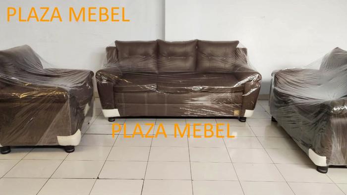 Gambar Sofa Lexus 321 Empuk Kulit Oscar ( Coklat / Hitam ) Dacron - Coklat Tua dari Plaza Mebel_NEW undefined Tokopedia