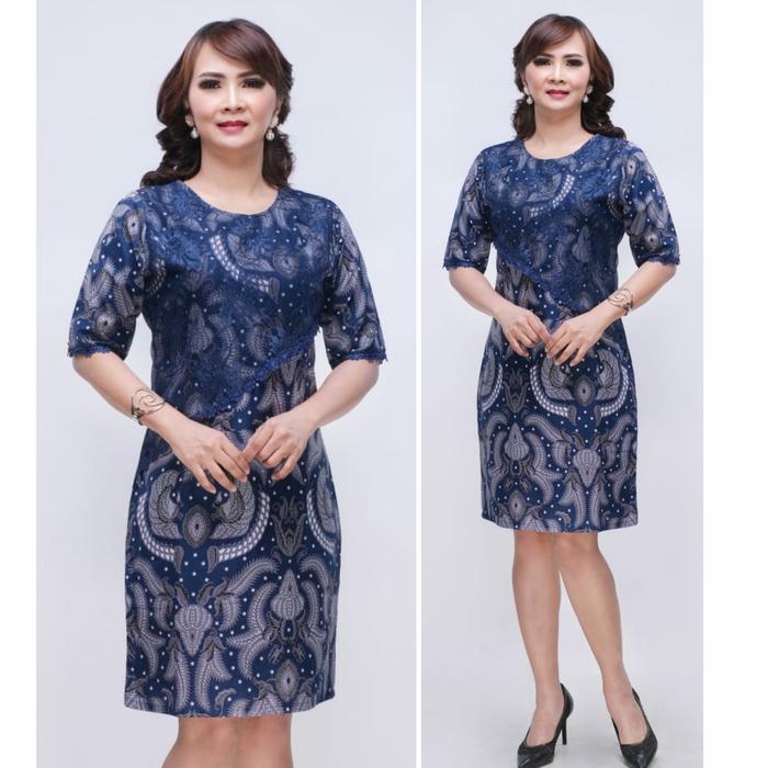 Dress Batik Jumbo Modern 4L-5L Tunik Big Size Kombinasi Brokat XXL DVN  ANAK Laki, 4th