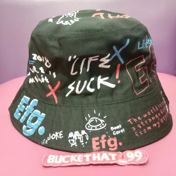 Gambar Topi Bucket Daun Kering Bad Kids Komplex KPOP korea Bucket Hat Sablon - Hitam Bad Kids dari Buckethat_99 undefined Tokopedia