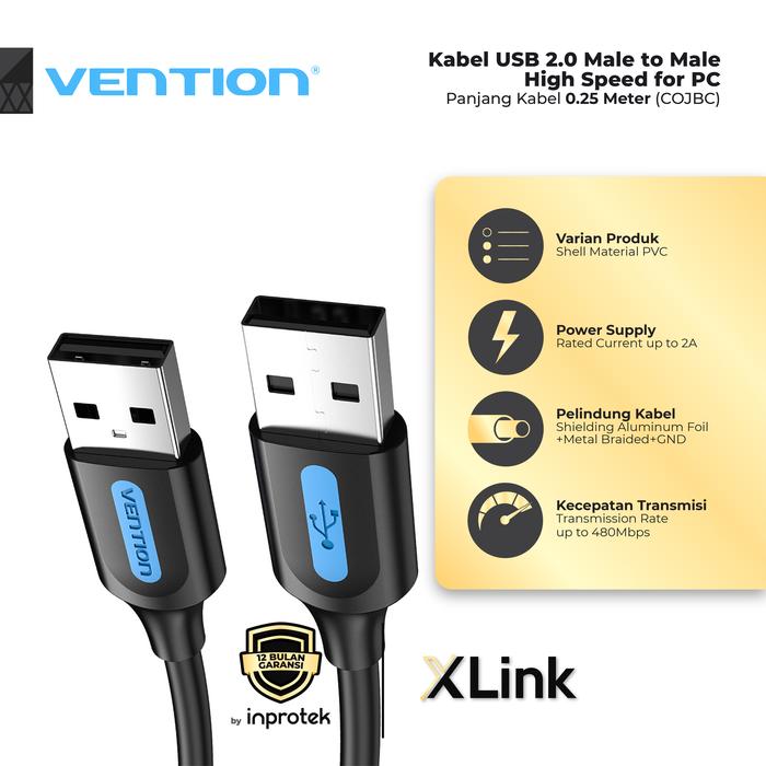 Gambar Kabel USB 2.0 Male to Male High Speed for PC - 0.25 Meter dari XLink Jakarta undefined Tokopedia