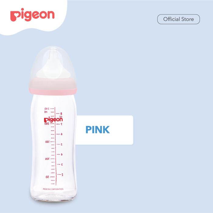 Gambar PIGEON Botol Susu Kaca Wide Neck 240Ml - Ivory - Pink dari Pigeonbabyindonesia undefined Tokopedia