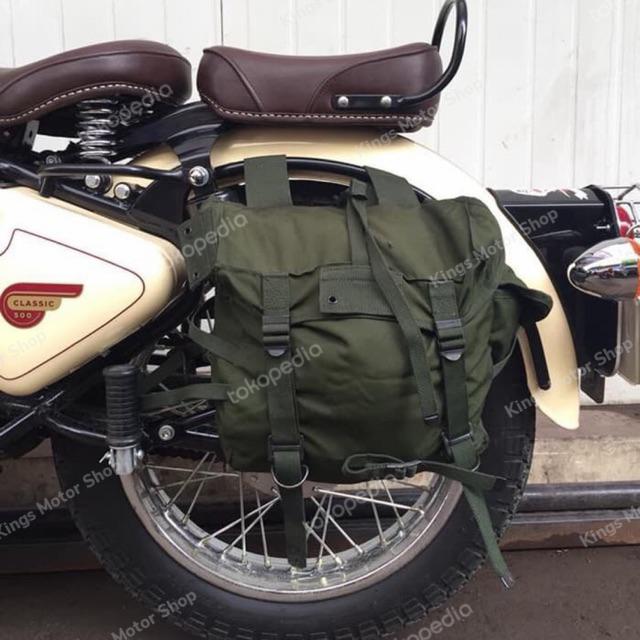 Gambar Sidebag Tas Samping Custom Royal Enfield Classic Interceptor Himalayan - Army, Kanan Kiri dari Kings Motor Shop undefined Tokopedia