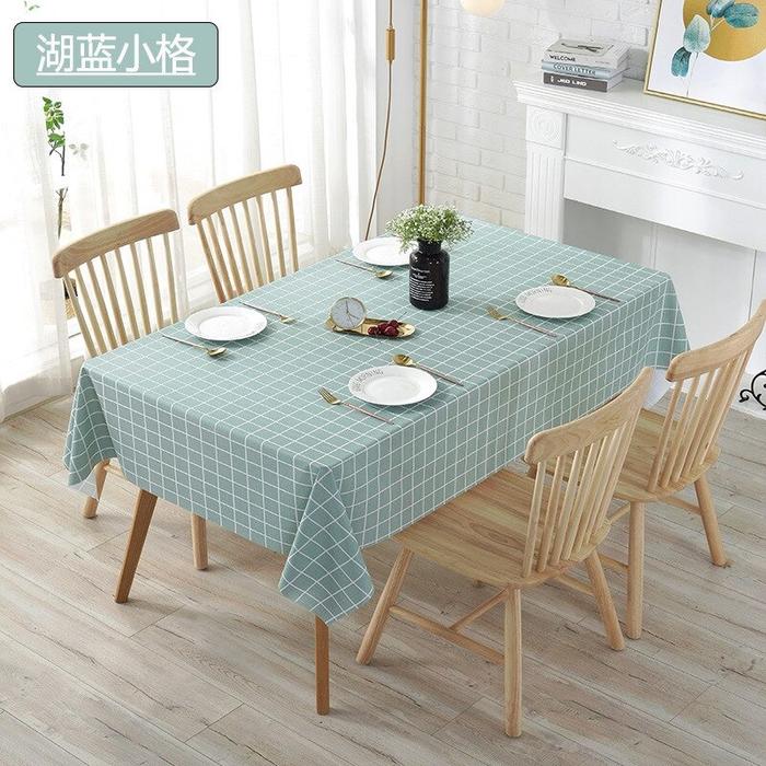 Gambar Taplak Alas Meja Makan Kotak Persegi Anti Air Dan Minyak Bahan Peva - Tosca, 137x90cm dari LeoMouse undefined Tokopedia