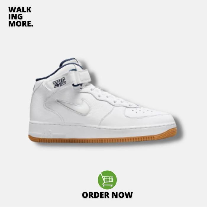 BEST DEAL NIKE AIR FORCE ONE MID QS WHITE MIDNIGHT NAVY ORIGINAL di  Walkingmore Tokopedia
