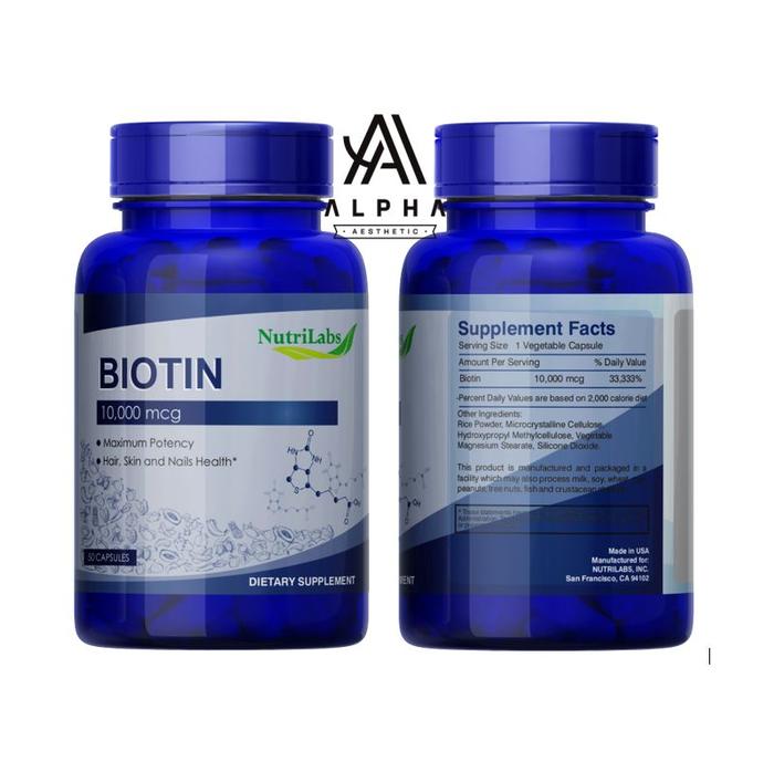 Gambar Nutrilabs Biotin Vitamin rambut rontok brewok botak support minoxidil - 10rb-50caps dari Alpha Aesthetic undefined Tokopedia