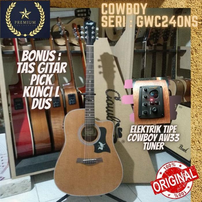 Gambar Gitar Akustik Elektrik Jumbo Cowboy GWC-240NS Original Warna Cokelat - NS Coklat dari Travertine Music undefined Tokopedia