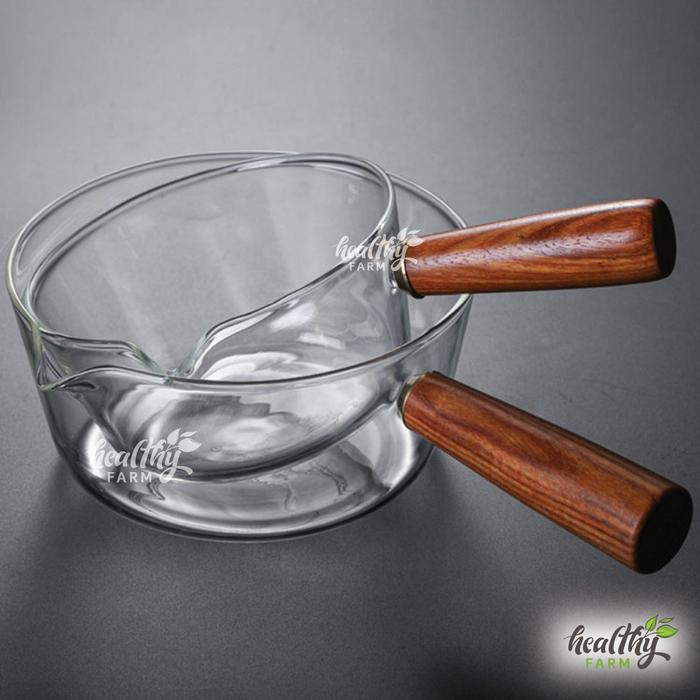 Gambar Panci Kaca Gagang Kayu / Glass Pot Milk Pan / Milk Pot Glass Pan - 900ml dari HealthyFarm18 undefined 5 Tokopedia