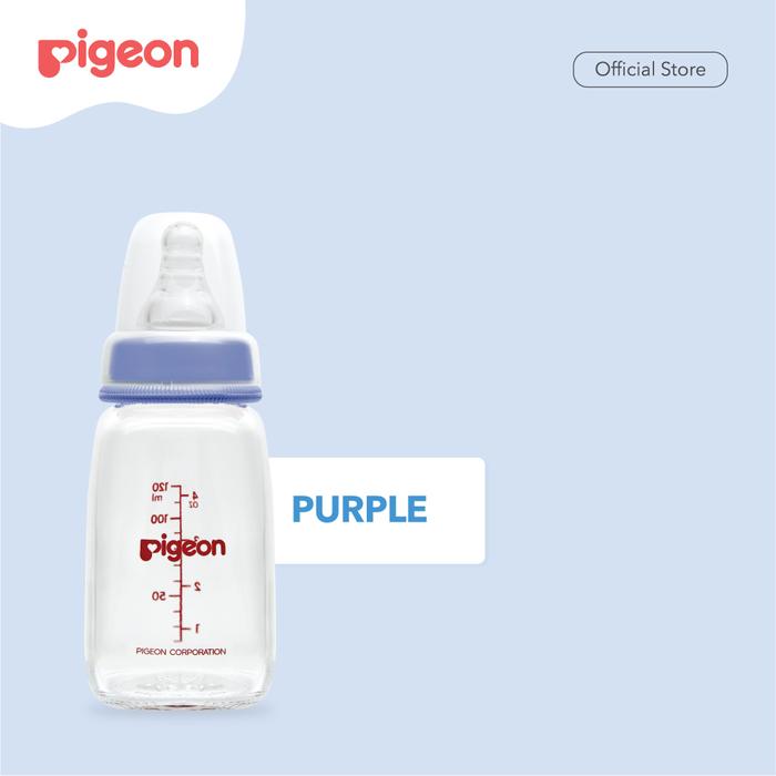 Gambar PIGEON Botol Gelas K4 120Ml With Silicone Nipple Size S / Botol Kaca - Purple dari Pigeonbabyindonesia undefined Tokopedia