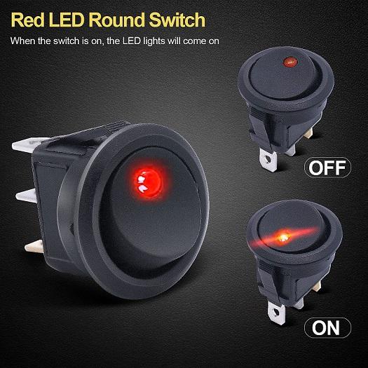 Jual Rocker Switch ON OFF Saklar Bulat Round 3 Pin Indikator Led ...