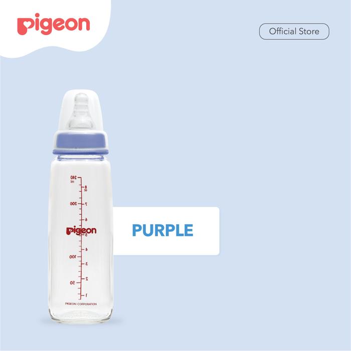 Gambar PIGEON Botol Susu Bayi Gelas Kaca Slim Neck 240Ml With S-Nipple Size M - Purple dari Pigeonbabyindonesia undefined Tokopedia