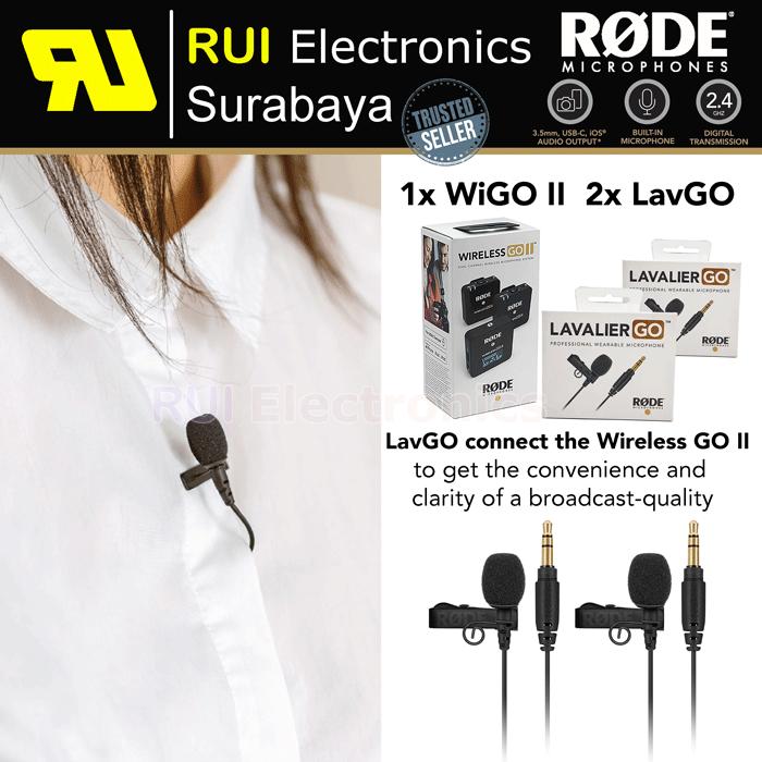 Gambar RODE Wireless GO II 2 Channel Wireless Microphone System - WIGOII+ 2 LavGO dari RUI Electronics Surabaya undefined Tokopedia