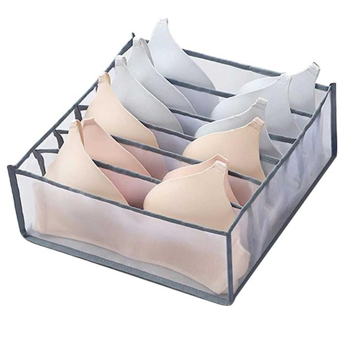 Gambar Kotak Sekat Pakaian Organizer Storage Box - 6 Grid, Abu-abu dari Best_Shop_Grosir undefined Tokopedia