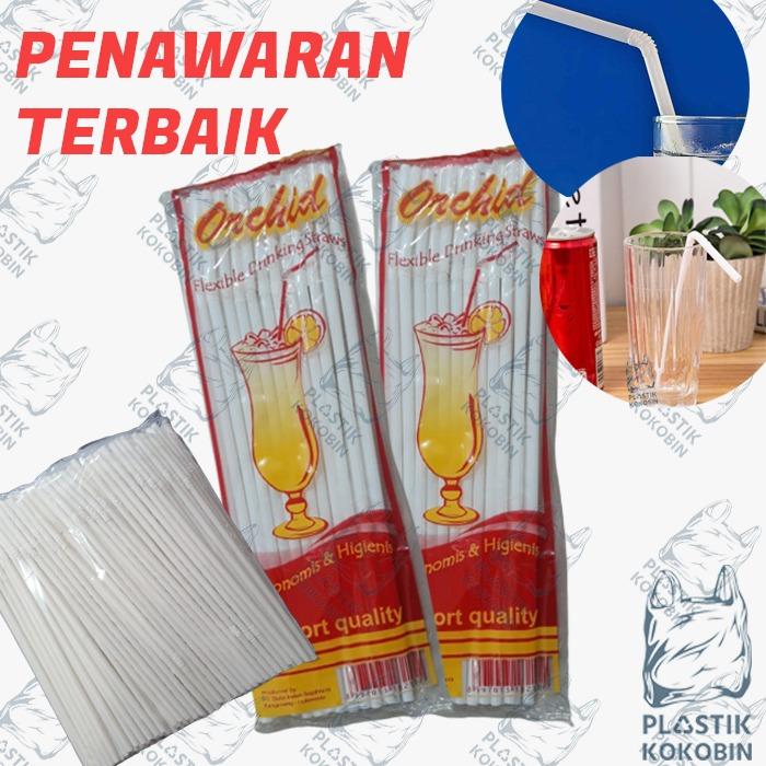 Gambar SEDOTAN PUTIH PLASTIK BENGKOK (PER PACK ISI 25 PCS) dari Plastik Kokobin undefined Tokopedia