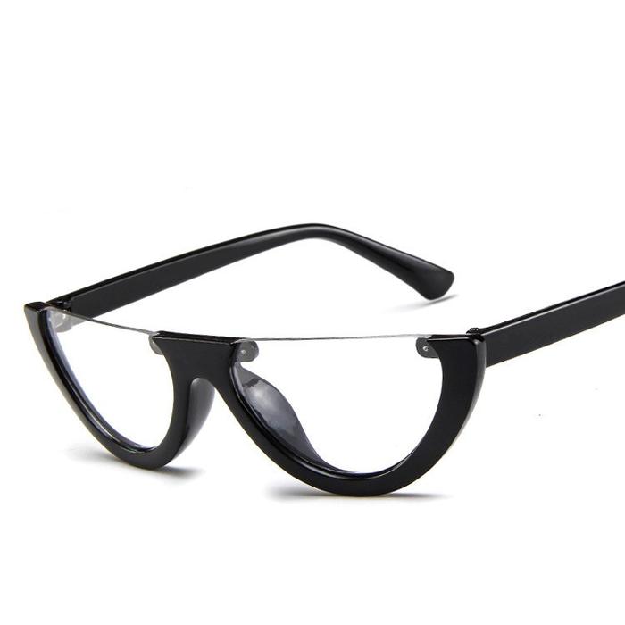 Gambar KACAMATA KOREA ULZZANG RETRO VINTAGE KACAMATA SETENGAH LINGKARAN 110 - HITAM BENING dari WEAR MY undefined Tokopedia