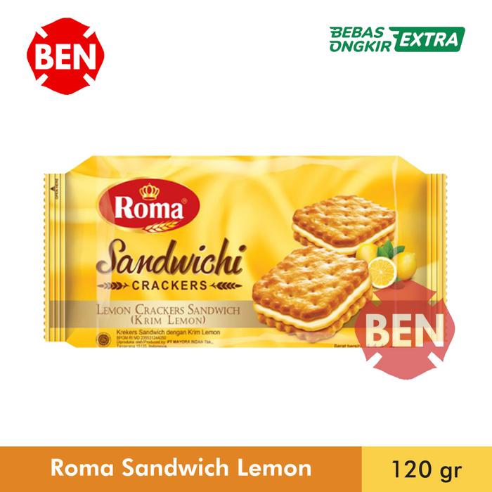 Gambar Roma Sandwich LEMON 120g 120gr 120 g gr - Crackers Krim Kuning Kotak dari Ben Motoshop undefined Tokopedia
