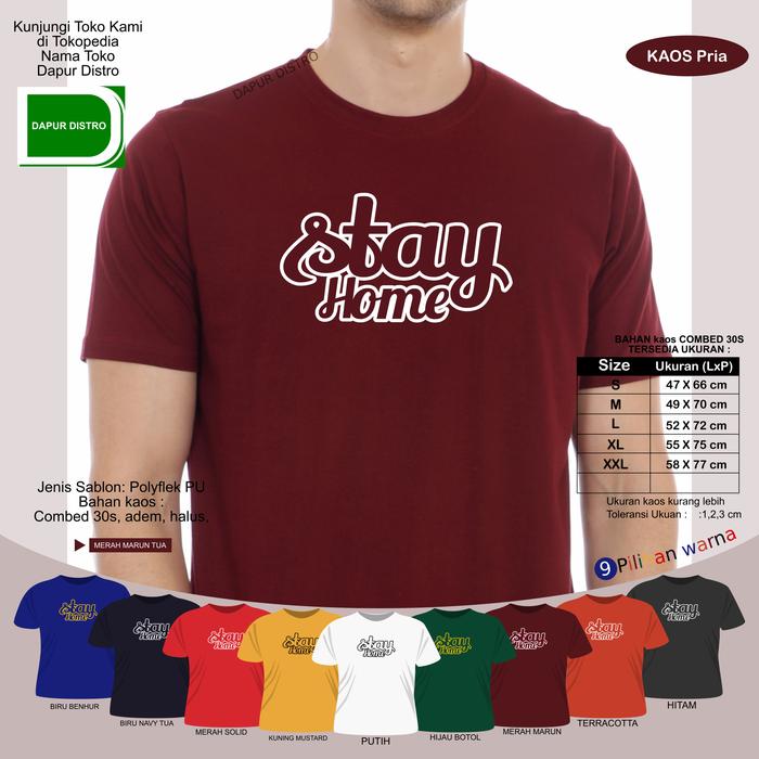 Gambar Promo kaos tshirt baju distro pria cowok laki-laki stay home rumah - Merah Marun, S dari Dapur Distro undefined Tokopedia