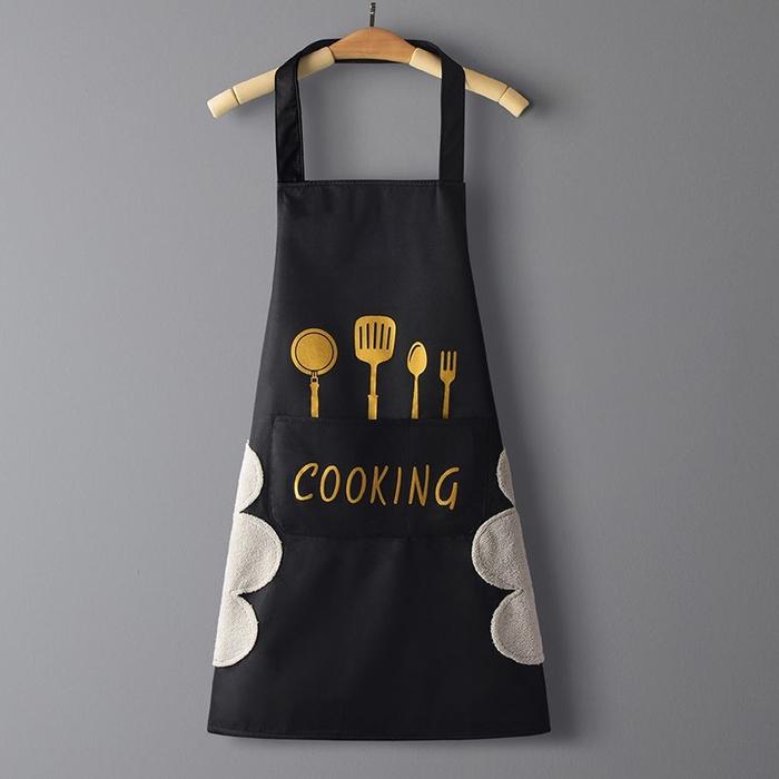 Gambar APPRON WATERPROOF APRON KOREA CELEMEK DAPUR ANTI AIR - Cooking Hitam dari PALAGADA.ID undefined Tokopedia