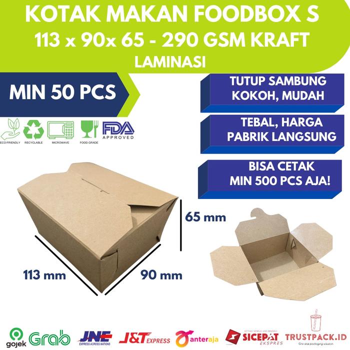 Gambar Kotak Dus Makanan / Food Box / Paper Lunch Box Kraft Size S Laminasi dari Trustpack-New undefined Tokopedia