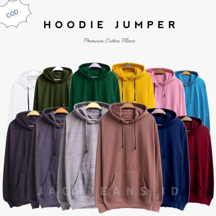 Sweater Hoodie Polos Pria&Wanita Jaket Sweater Hoodie Polos Biru, L di  Zuki Tokopedia