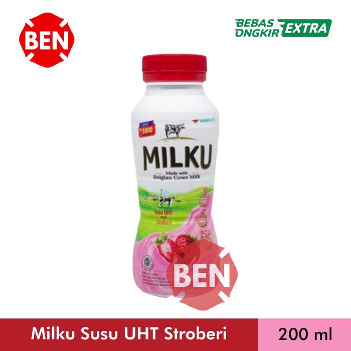 Gambar Milku Susu UHT Stroberi 200ml 200 ml - Strawberry Milk Botol Dus dari Ben Motoshop undefined Tokopedia