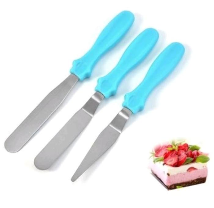 Gambar 3Pcs / Set Spatula Stainless Steel untuk Krim Kue - Biru dari va's collections undefined Tokopedia