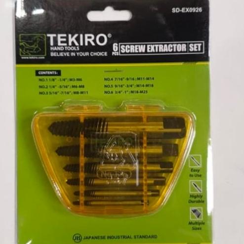 Gambar TAP BALIK TEKIRO SCREW EXTRACTOR SET SD-EX0926 SOLUSI BAUT RUSAK.. - Hitam dari ALESHA.SAFETY undefined Tokopedia