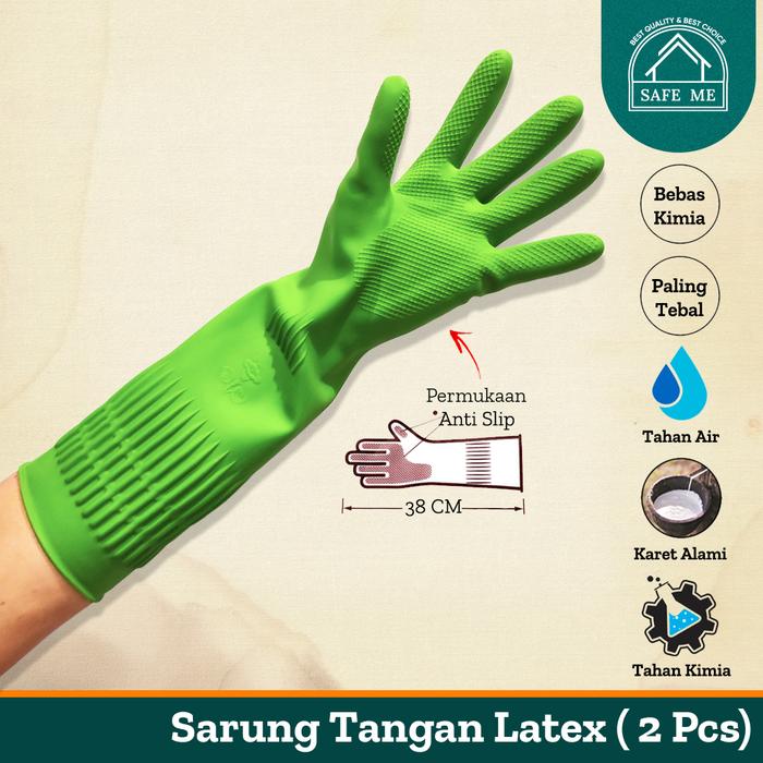 Gambar Safe Me Sarung Tangan Latex / House Hold Gloves Green - M dari Safe Me undefined Tokopedia