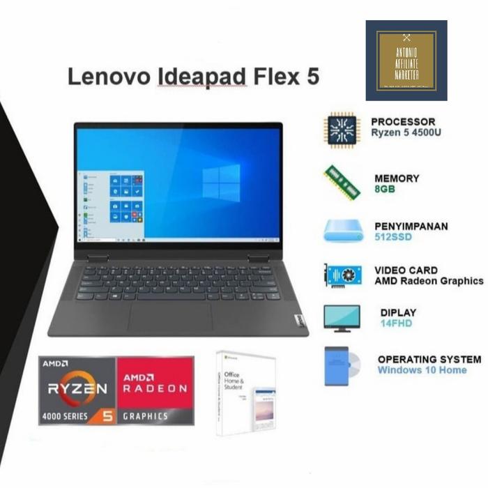 Jual Lenovo Flex 5 Ryzen 5-4500U 8GB RAM 512GB SSD - Jakarta 