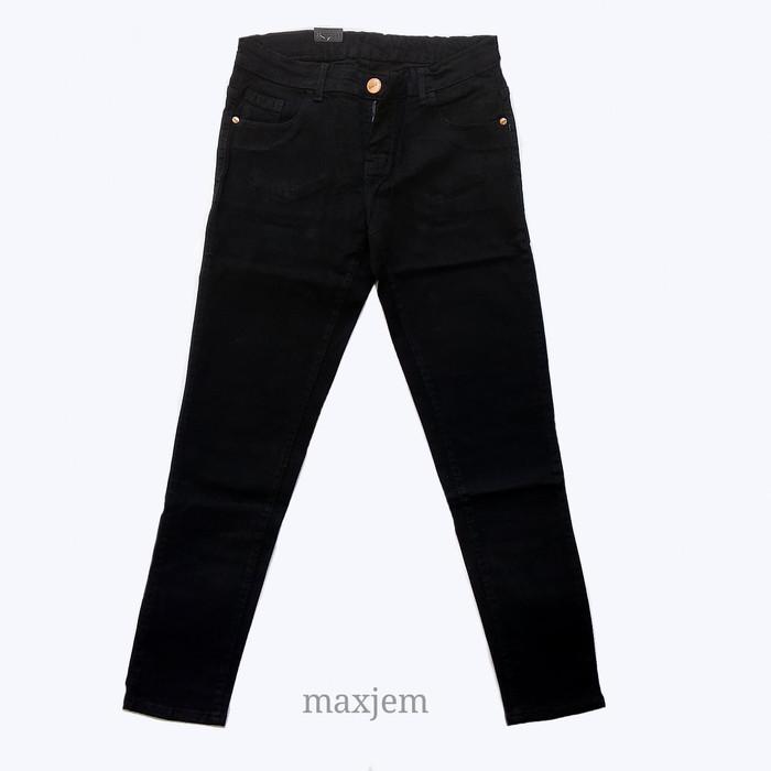 Gambar Celana Soft Jeans size 31-34 Hitam strit slim fit jumbo wanita maxjem - 31 dari Maxjem undefined Tokopedia