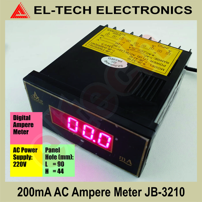 Gambar AC Ampere Meter Pengukur Arus Current 3.5-Digit LED Power 220VAC - 200mA dari ELTECH online undefined Tokopedia