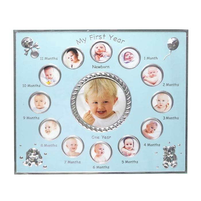 Gambar Frame Foto Bayi "My First Year" 13op - Mikado KROTI Baby Photo Frame - Blue dari MIkado Giftshop Kota Administrasi Jakarta Pusat Tokopedia
