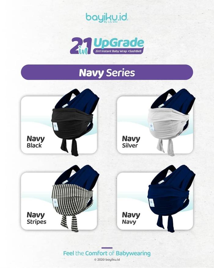 Gambar Baby Wrap 2in1 Upgrade plus Sashbelt - Instant Baby Wrap Bayiku - Navy, L dari Aurel Babyshop undefined Tokopedia