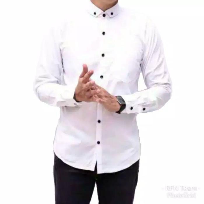 Gambar Kemeja Polos Pria Lengan Panjang Warna Hitam Navy Marun Putih - Putih, M dari putratribarry undefined Tokopedia