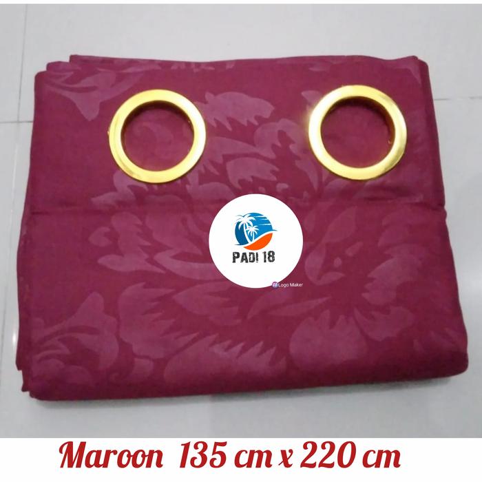 Gambar GORDEN POLOS EMBOS PINTU JENDELA MODEL SMOKERING 12 LUBANG MURAH KORDE - Merah Maroon dari padi18gorden undefined Tokopedia