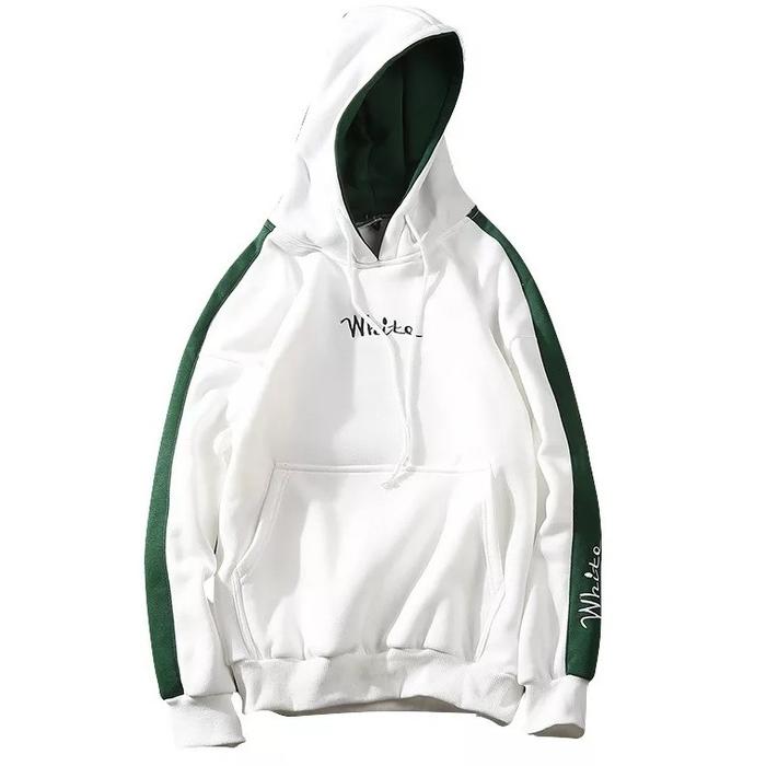 Jaket Hoodie Pria White Sweater Hodie Cowok Distro Jaket Wanita Trendy  Putih - Main Image