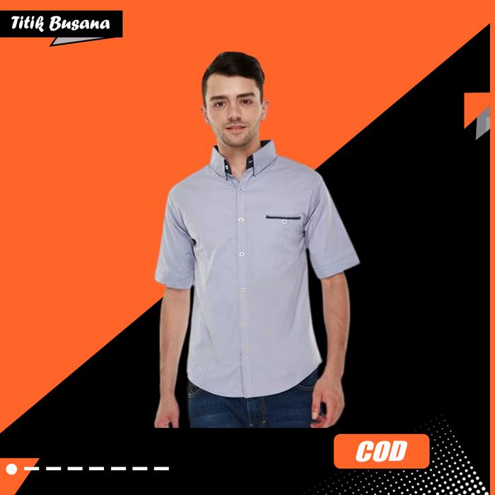 Gambar Kemeja Lengan Pendek Pria Tommi Slim Fit Body Fit Terbaru XS S M L XL - Grey, XL dari Titik Busana undefined Tokopedia