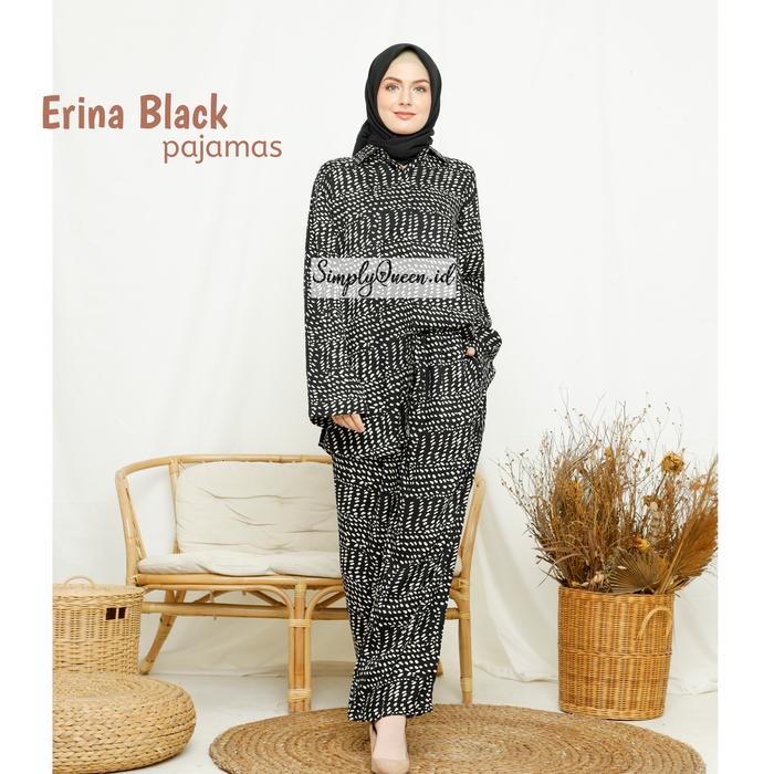 Gambar PIYAMA WANITA ALL SIZE KATUN RAYON ADEM BUSUI – Erina Black Pajamas dari SimplyQueen undefined Tokopedia