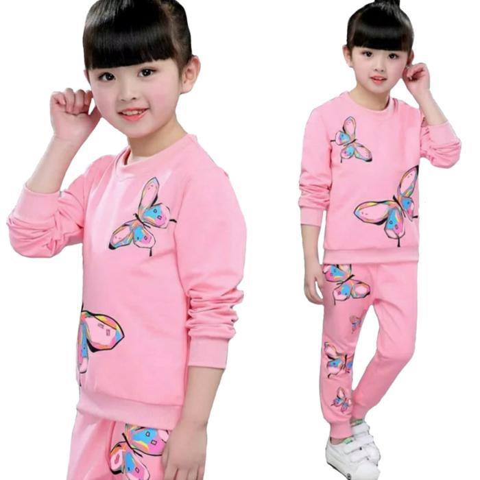 Gambar BAJU ANAK PEREMPUAN - SETELAN ANAK PEREMPUAN MOTIF BUTTERFLY 1-7 TAHUN - Merah Muda, 1-2 tahun dari KidsTizen undefined Tokopedia