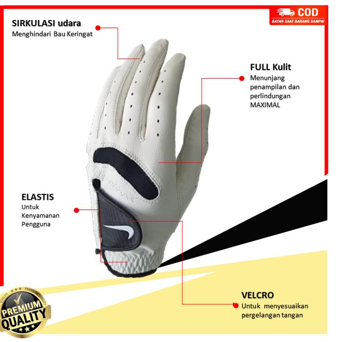 Gambar Sarung Tangan GOLF Kulit Leather GLOVE pria Warna Putih logo Nike - 23 dari Qonita_fashion undefined Tokopedia