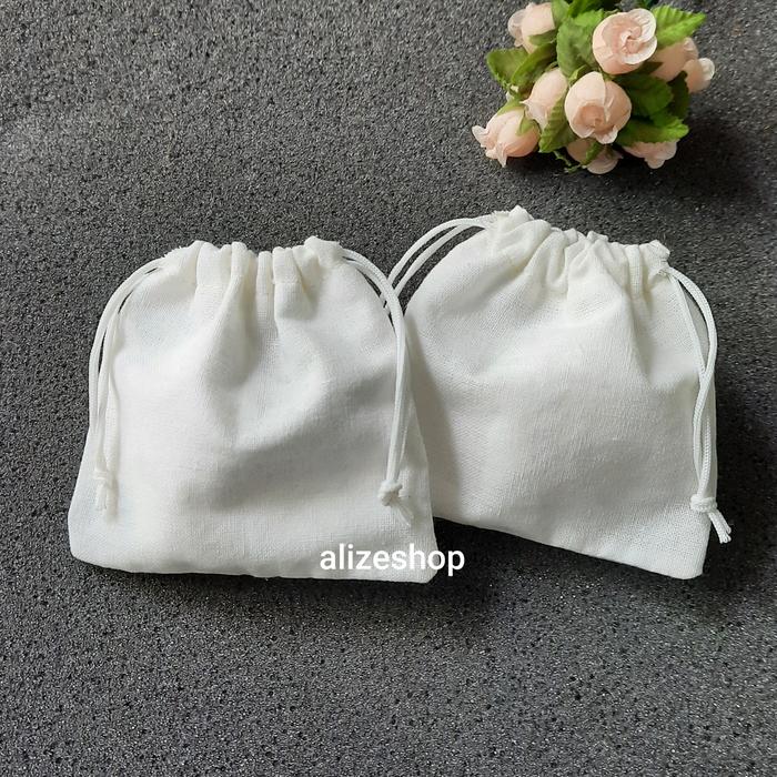 Kantong Serut Blacu Polos Pouch Belacu Bisa Custom Ukuran 10×13, Tali  KATUN