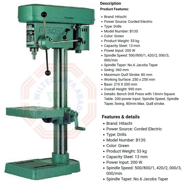 Mesin bor duduk 13 mm - HITACHI B13S 