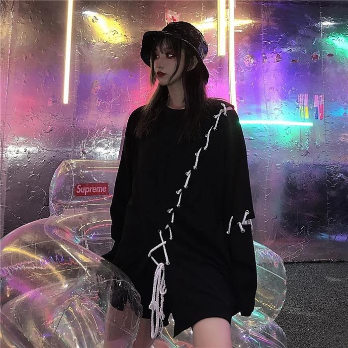 Gambar Switer Tali Unisex pria wanita Ulzang Fashion Korea Ootd Streetwear Hy - Hitam, XXL dari kay el shop undefined Tokopedia